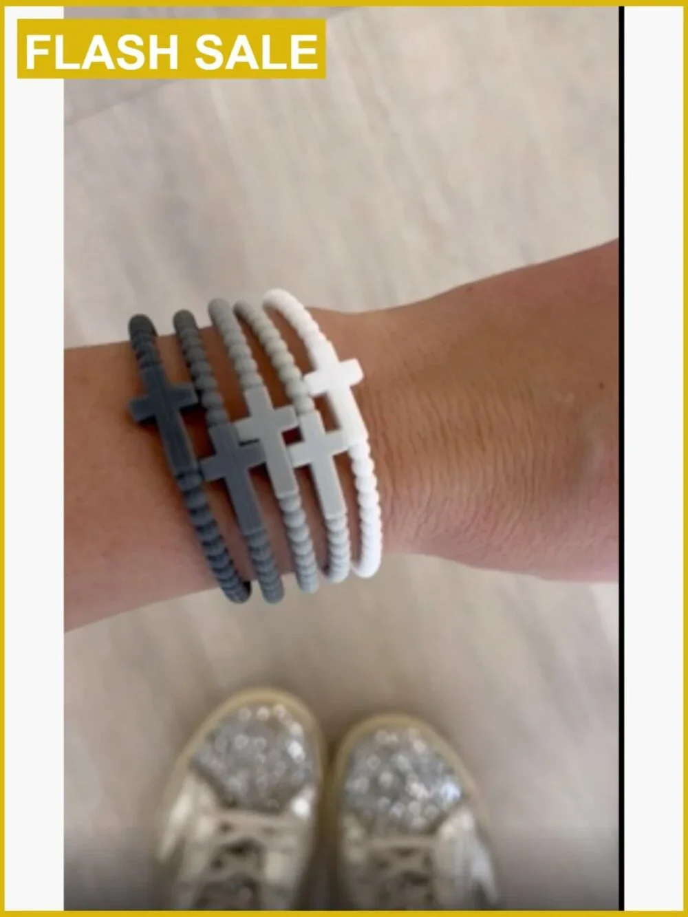 Jesus Cross Silicone Bracelets Set of 5 Kids 6.5